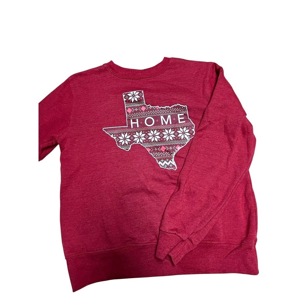Home State Texas Graphic Sweatshirt Red Fair Isle Pattern Womens‎ Small Pullover
